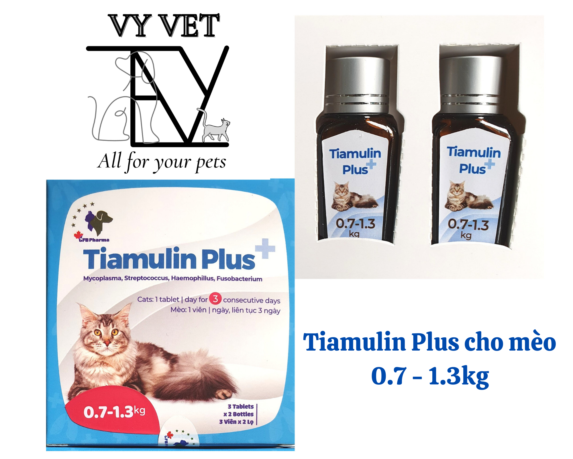[freeship từ 2 lọ] TIAMULIN PLUS 0.7 - 1.3 kg tri hô hấp cho mèo
