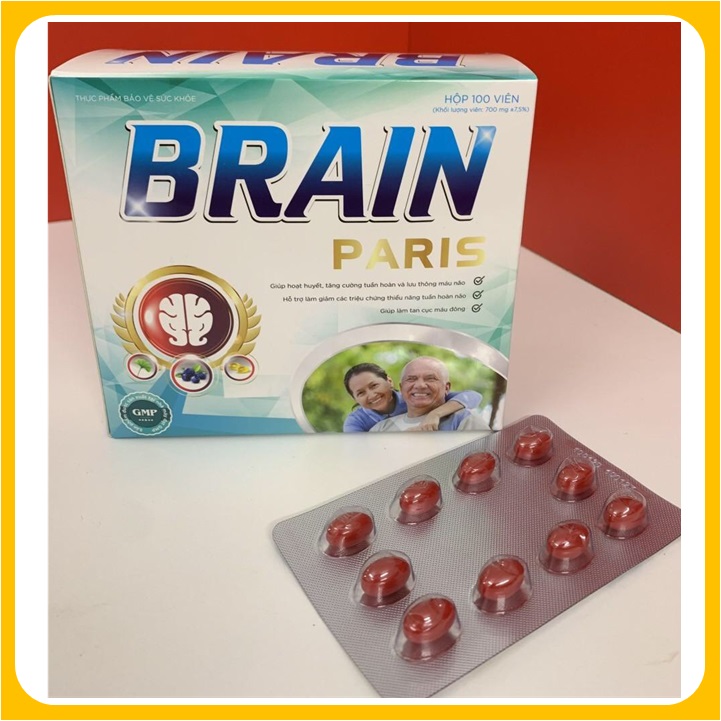 Viên uống Hoạt Huyết Dưỡng Não ,Bổ Não Brain Paris ,ỗ TRợ Hoạt Huyết Dưỡng Não  Giúp Tăng Cường Lưu Thông Máu  giảm Nguy Cơ  Hình THành Cục Máu Đông Rối Loạn Tiền Đình Tai Biến Mạch  Máu Não Do Tắc Mạch- hộp 100 viên