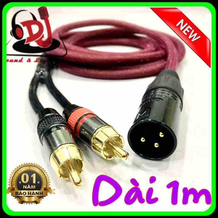 Dây Jack canon đực chia 2 đầu hoa sen Jack av canon dài 1m