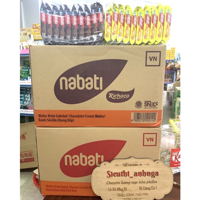 1 thùng bánh nabati phô mai/socola bịch 10 gói x 20g