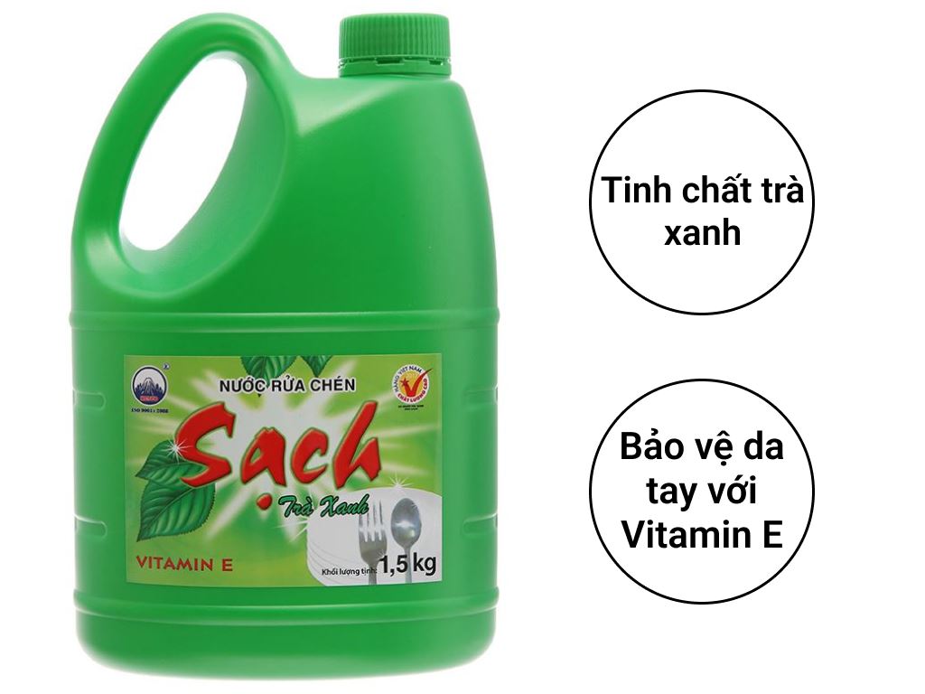 Nước rửa chén sạch hương trà xanh can 1.5kg