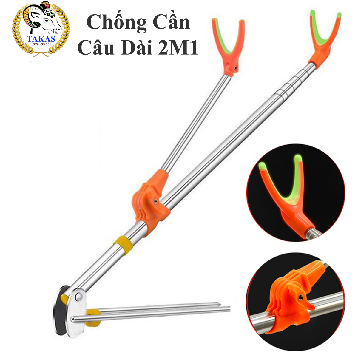 Chống cần câu tay - Giá đỡ cần câu đài - Inox siêu bền dài 2m1