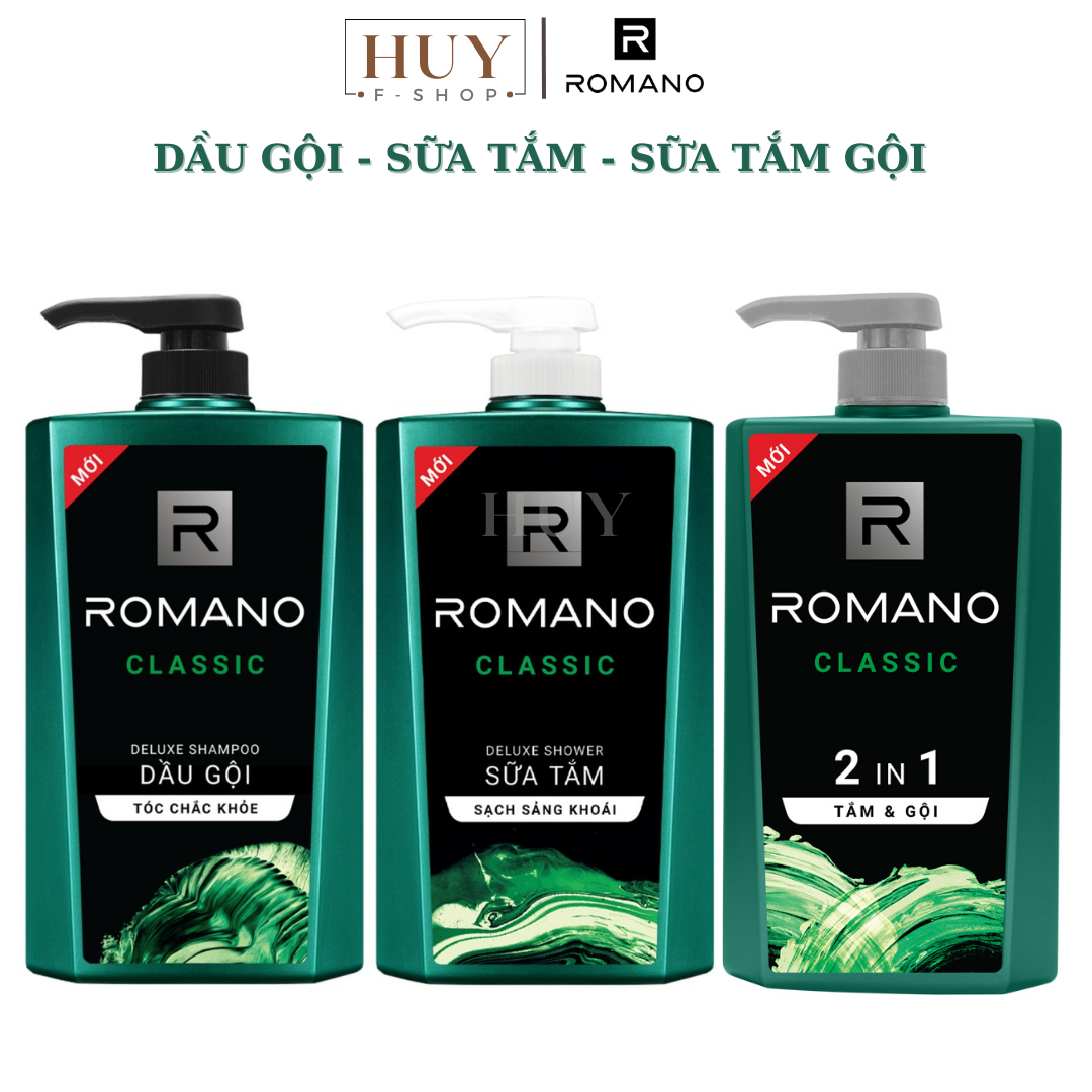 Sữa Tắm Gội Toàn Thân Nam ROMANO Classic 2in1  Sữa tắm Romano Classic  Dầu gội romano classic 180g /