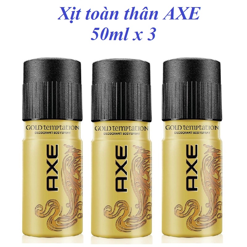 3 chai xịt khử mùi axe gold temptation mini = 150ml