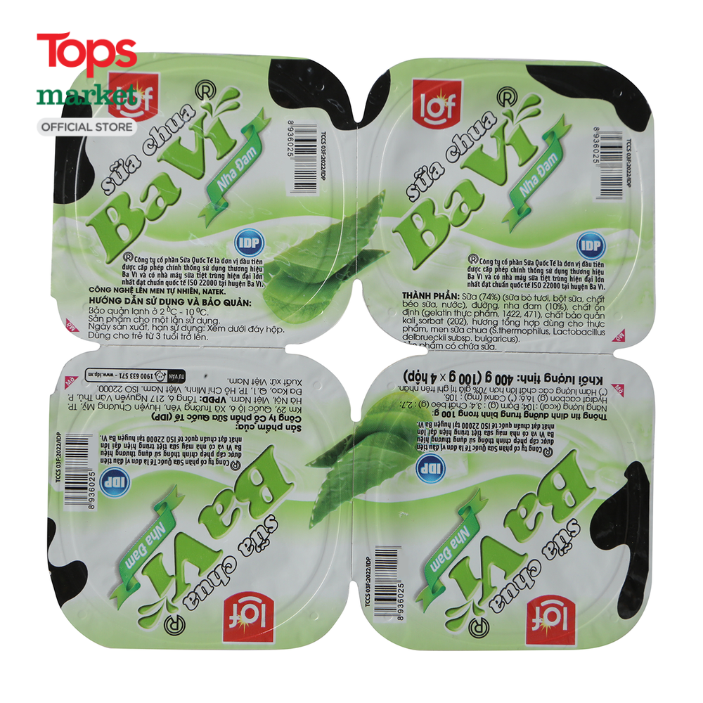 Lốc 4 Sữa Chua Ba Vì Nha Đam 95G - Siêu Thị Tops Market