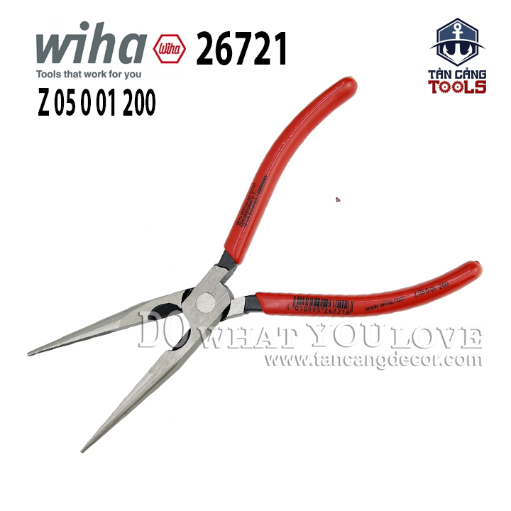 Kìm nhọn cán nhúng 200 mm wiha 26721