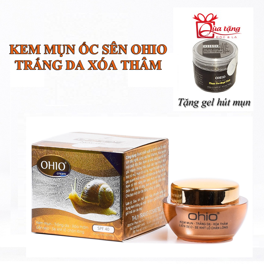 Kem Mụn Trắng Da Xóa Thâm Liền Sẹo Se Khít Lỗ Chân Lông Ốc Sên OHIO New Day 20g + tặng gel hút mụn OHio