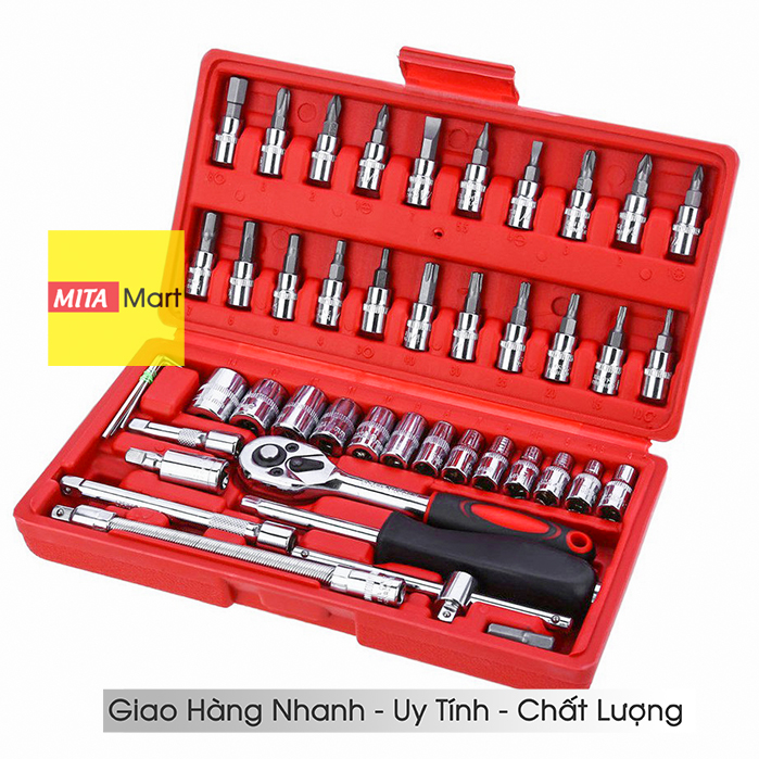 Bộ Đồ Nghề Sửa Chữa 46 món - Bộ Dụng Cụ Sửa Chữa Ô Tô Và Xe Máy Gồm 45 Dụng Cụ Và 1 Hộp Đựng Tiện Lợi