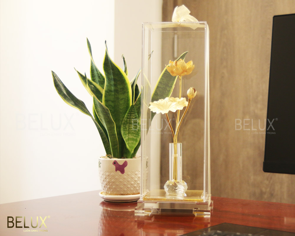 Bình hoa sen mạ vàng 24k 3 nhánh