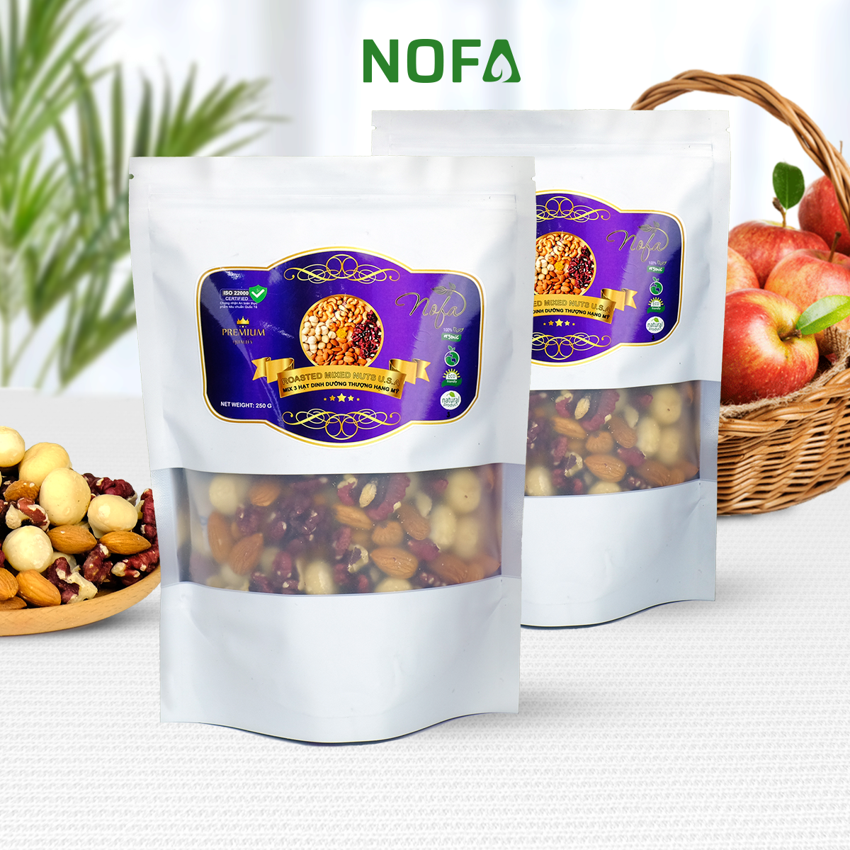 Hạt dinh dưỡng mix 3 vị siêu hạt, hàng nhập khẩu thượng hạng, hạt dinh dưỡng tốt cho sức khỏe, cam kết chất lượng từ Nofa