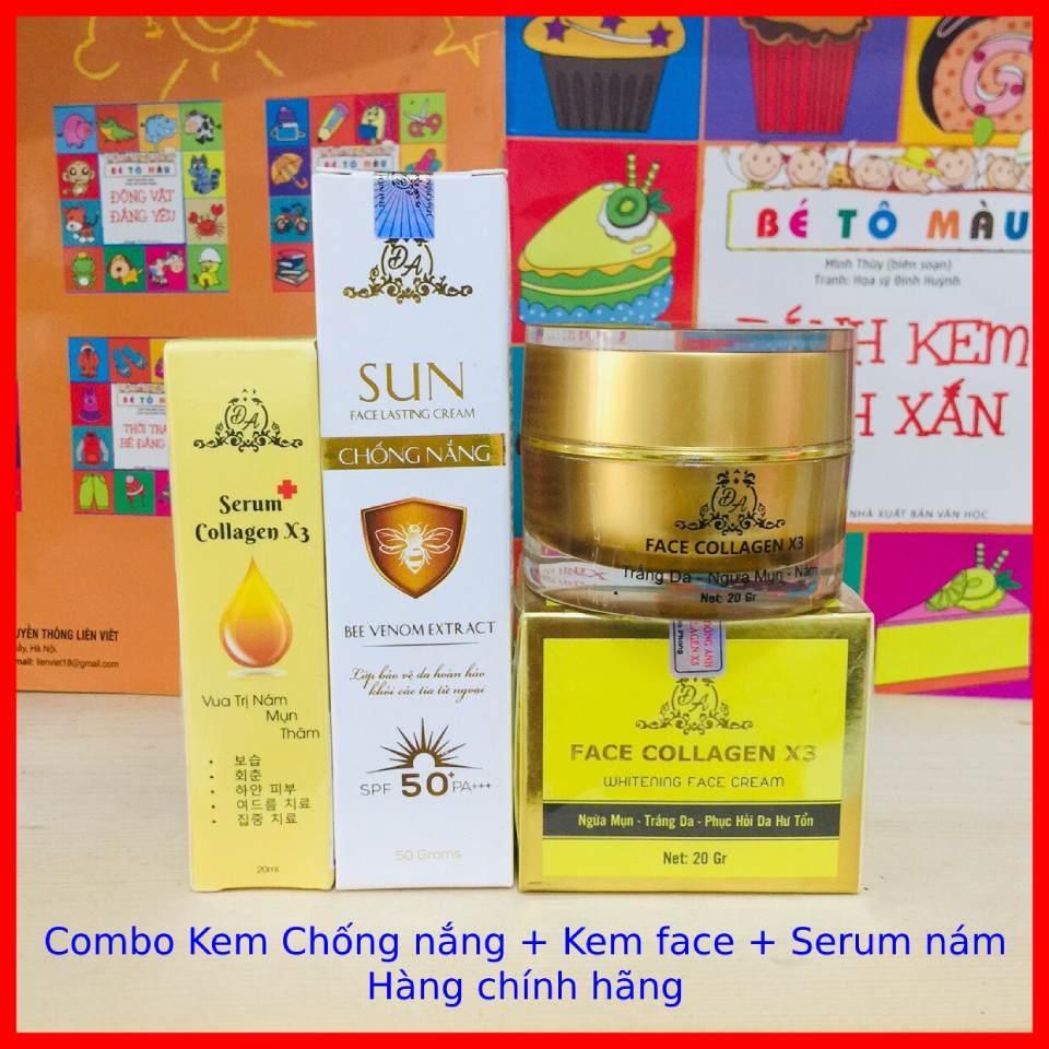 Đ-Combo Kem face collagen X3 + serum dưỡng collagen X3 + chống nắng collagen X3