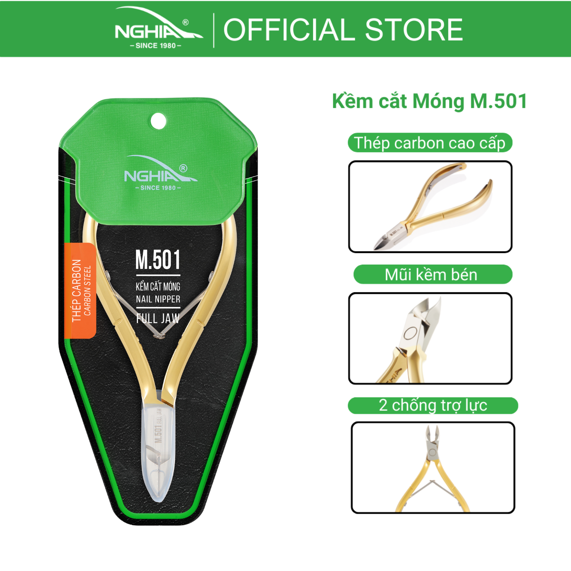 Kềm Cắt Móng 2 Chống Thép Chuyên Dụng Mạ Vàng 24K KỀM NGHĨA M.501