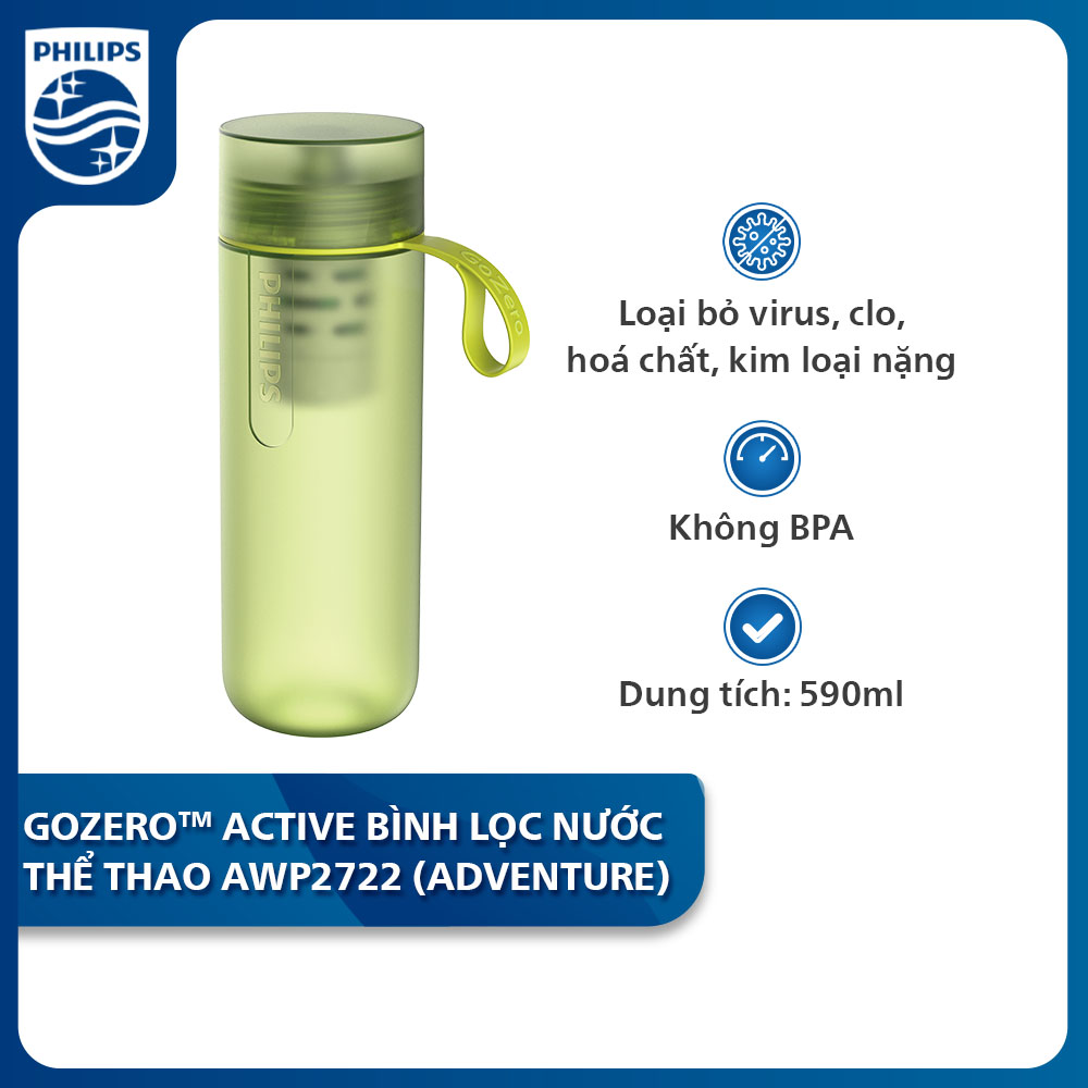 Bình lọc nước uống thể thao Philips GoZero AWP2722