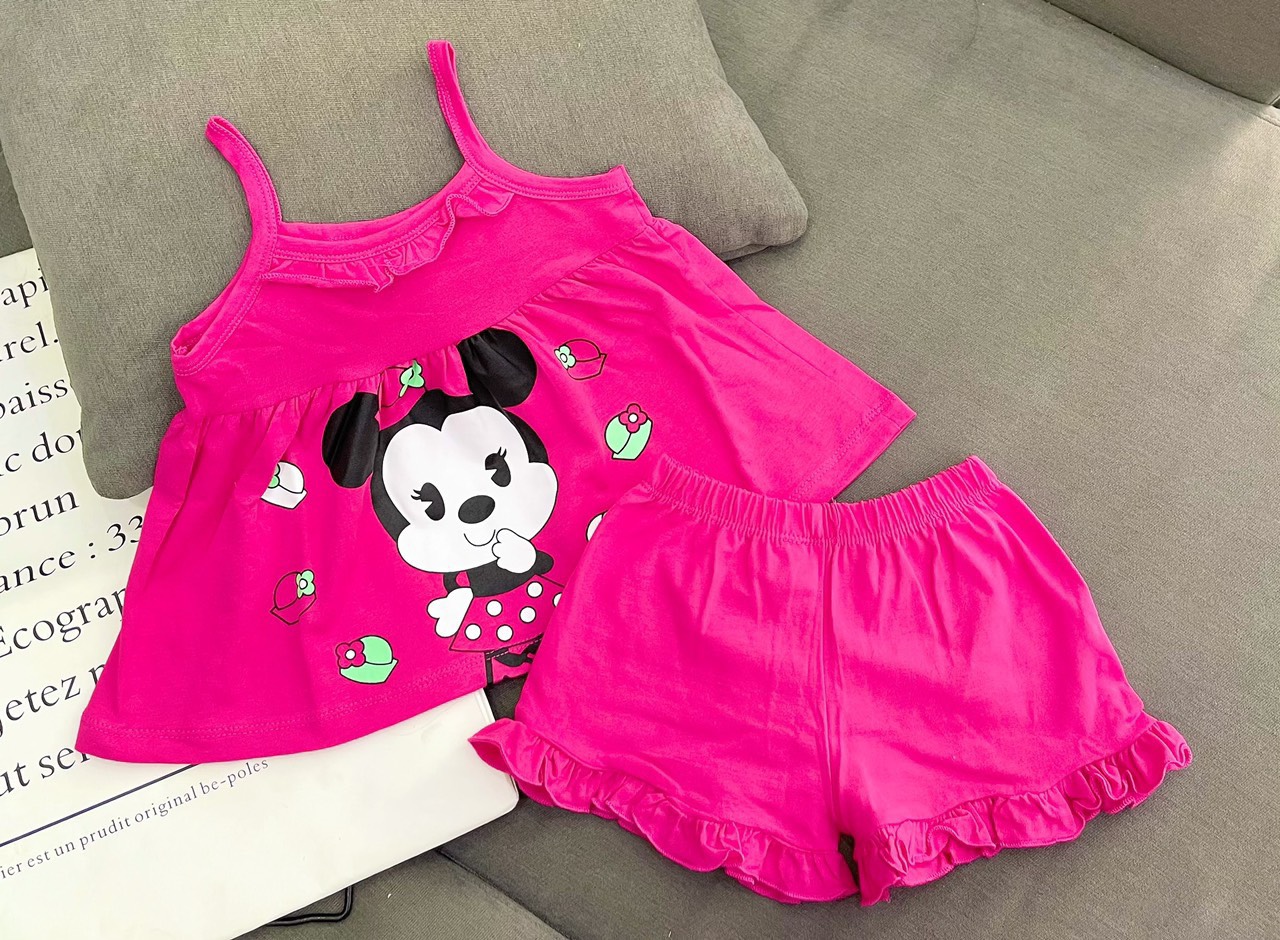 9-20kg Siêu cưng! mát mẻ mùa hè! Đồ bộ áo dây quần bèo Thun coton đẹp bé gái (117) - 9