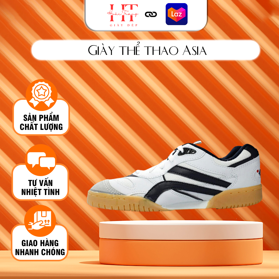 Giày cầu lông Giày dép Hoài Trang - Giày thể thao Asia chính hãng 2 màu đen và xanh bộ đế kếp nam, đế kếp, bền, rẻ