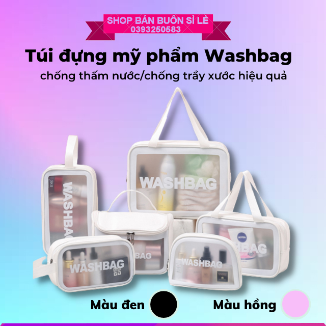 Túi Đựng Mỹ Phẩm, Đồ Trang Điểm Du Lịch, Washbag Trong Suốt - Chống Nước Tiện Dụng - Shop Bán Buôn Sỉ Lẻ