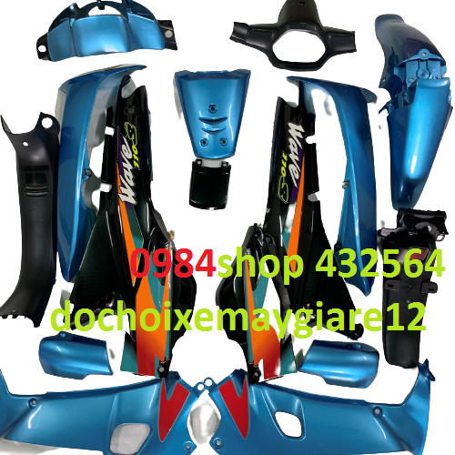 Bộ vỏ nhựa - Dàn áo xe wave ZX -wave nhỏ 110 - wave thái - wave 2 bóng -wave alpha đời 2002 đến 2006 màu Xanh Ngọc  - nhựa nguyên sinh abs cao cấp