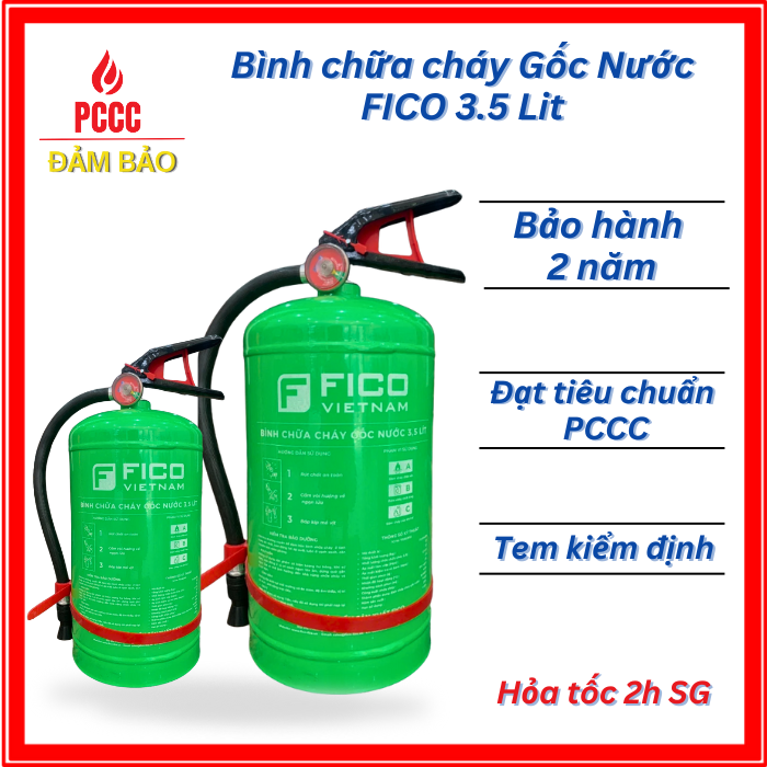 [ CÓ KIỂM ĐỊNH ] Bình chữa cháy, bình cứu hoả đa năng gốc nước dành cho pin xe điện 3,5L chính hãng FICO VIETNAM