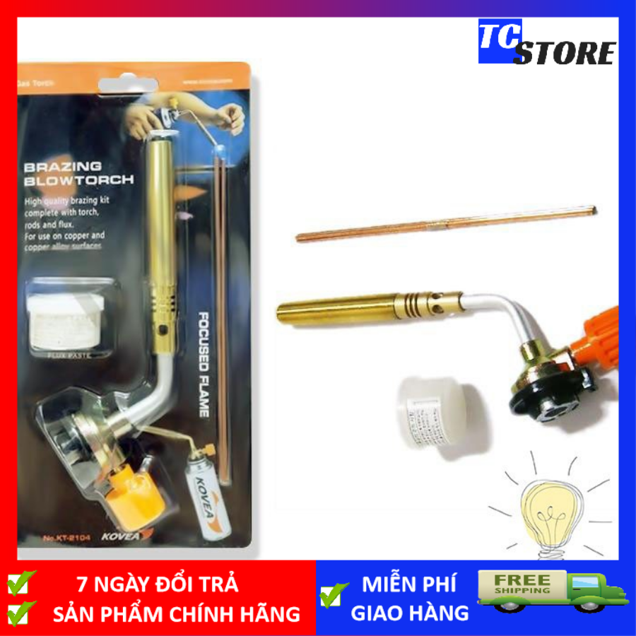 Đèn Khò Hàn khò gas ống đồng chất lượng Kt-2104 loại tốt sử dụng bình gas mini tiện lợi - Đầu khò gas cầm tay khò gas mini khò hàn + TẶNG kèm bột Hàn Que Hàn Cao Cấp - Đầu khò gas cầm tay