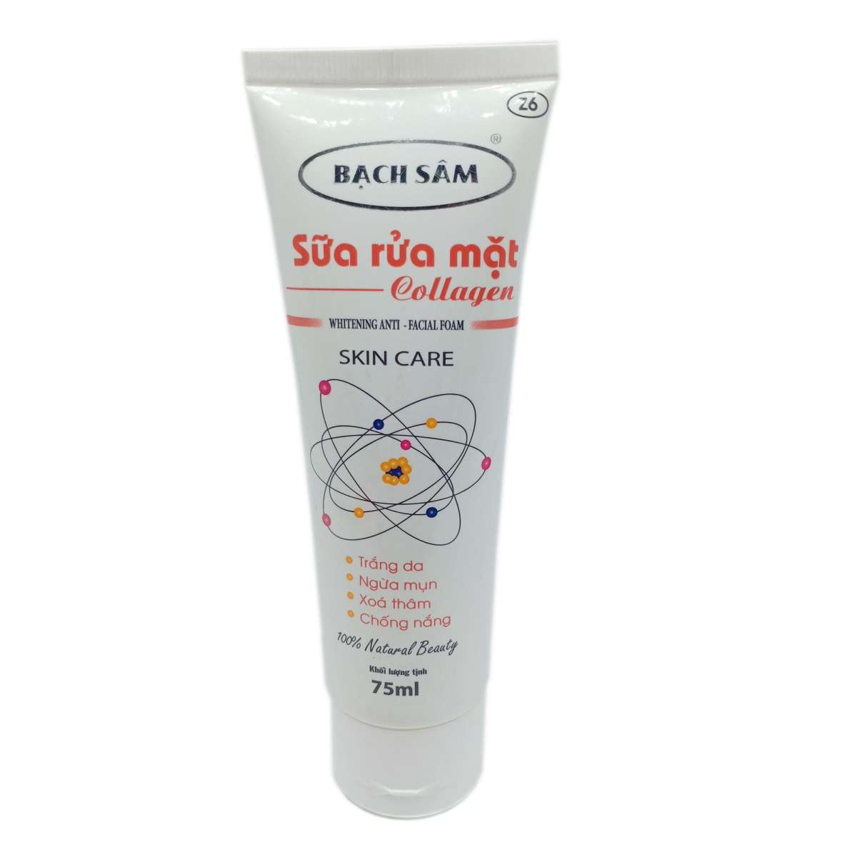 [HCM]Sữa rửa mặt Collagen trắng da - Ngừa mụn - Xóa thâm - Chống nắng Bạch sâm 75ml (Trắng)