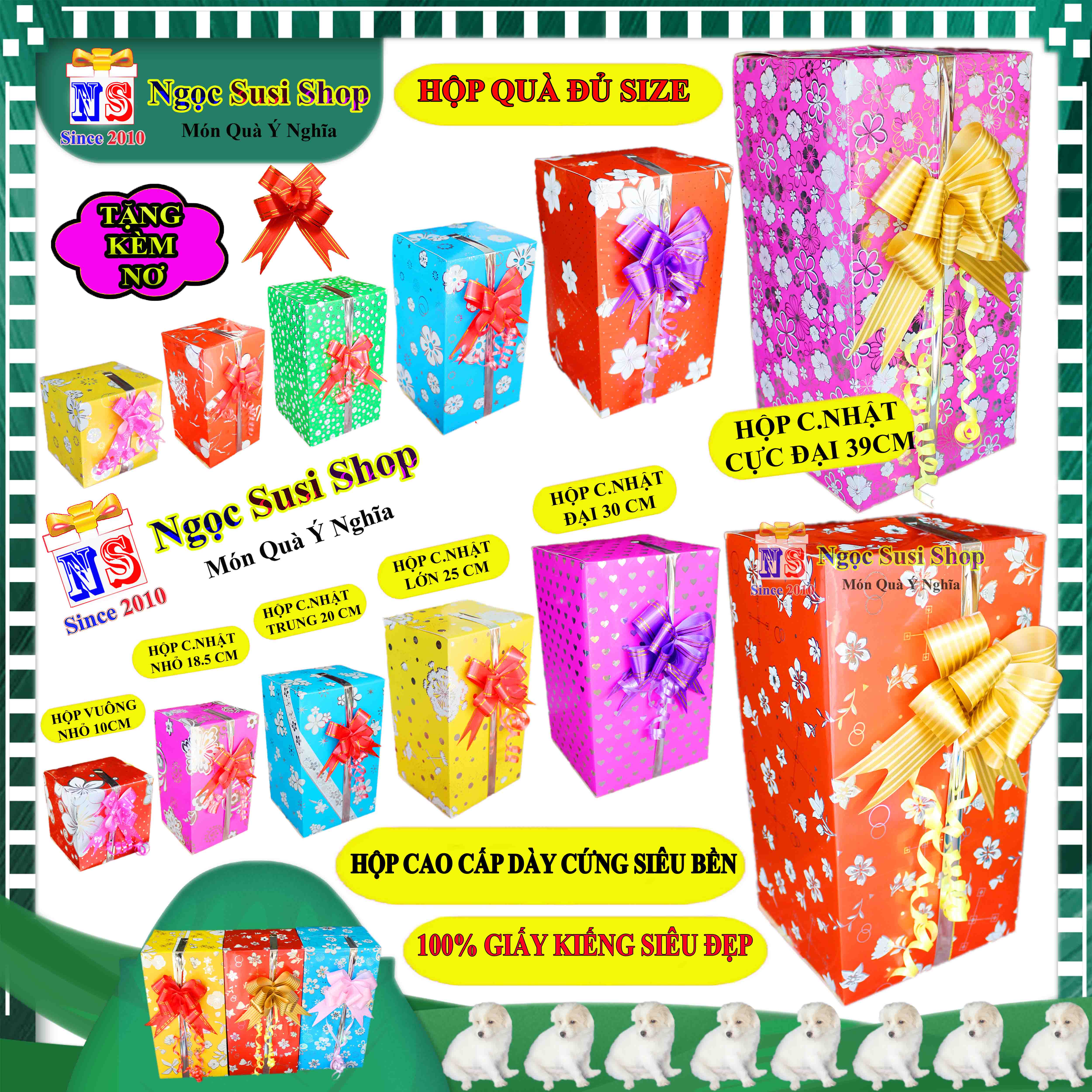 [BAO ĐẸP] HỘP QUÀ GIẤY KIẾNG ĐỦ SIZE NHIỀU MÀU + TẶNG KÈM NƠ - HỘP QUÀ TẶNG KIẾNG SIÊU ĐẸP