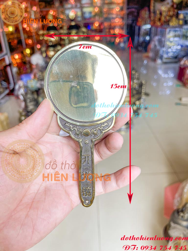 Gương khai quang vật phẩm phong thủy bằng đồng-gương bát quái có tay cầm
