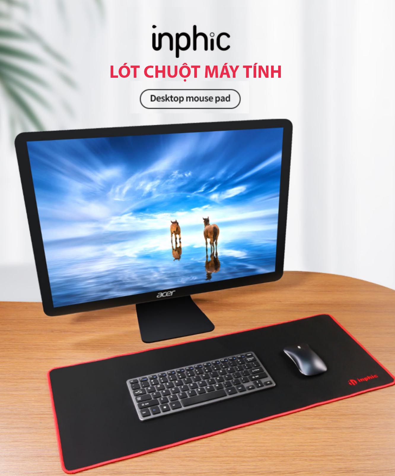 Lót Chuột, Pad Chuột, Lót Bàn Inphic; Làm từ cao su tự nhiên, Không mùi khó chịu, Bảo vệ sức khỏe; Chống nước, Chống bám bụi, Dễ vệ sinh, Rất bền với viền may chắc chắn