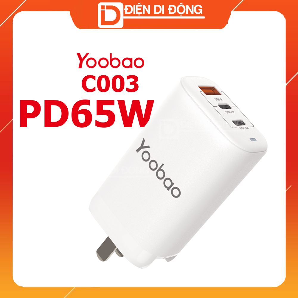 Củ sạc nhanh 65w yoobao c003 3 cổng sạc type c + usb hàng chính hãng chất lượng cao