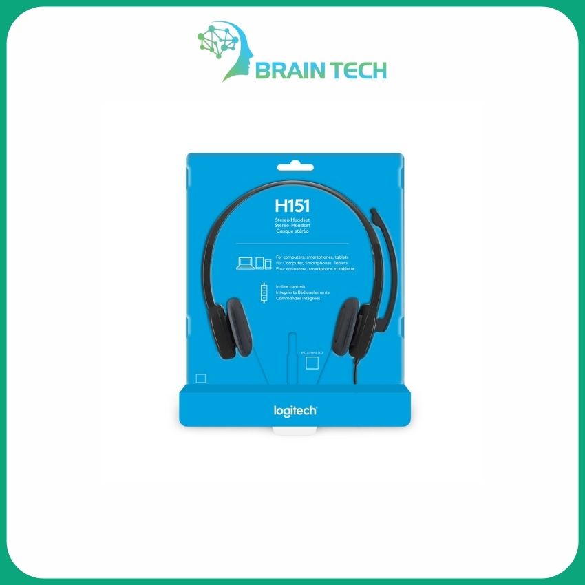 Tai nghe logitech stereo headset h151 giắc 3.5mm -braintech- br254 hàng chính hãng, thiết kế nhỏ gọn, tiện dụng, chống ồn, thích hợp đi làm, đi học, đi chơi, bền đẹp