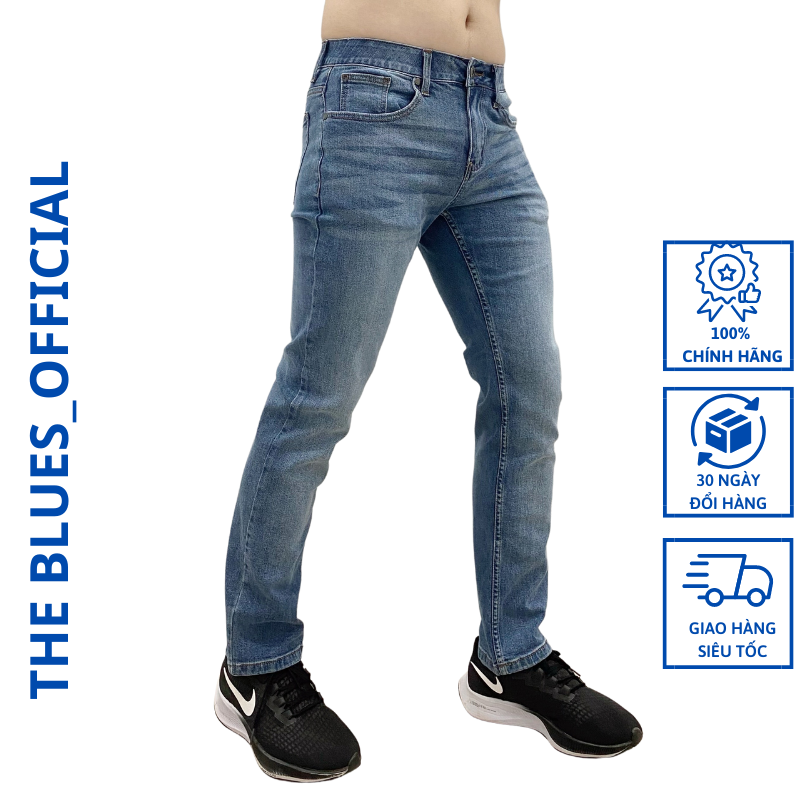 Quần jeans nam 5 túi cơ bản form chuẩn dáng dài the blues