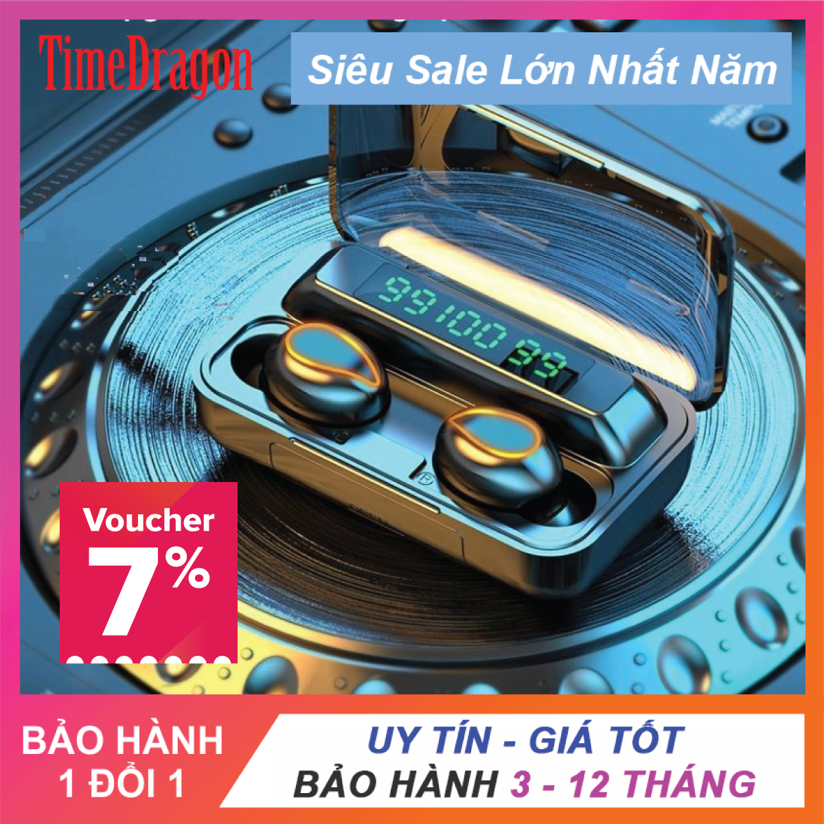 Tai Nghe Bluetooth Yoking F9 12 Mắt Sói Cao Cấp, Tai Nghe Bluetooth 5.0, Tai Nghe Không Dây Bluetooth Có Đèn LED Hiển Thị Cao Cấp. Tai Nghe Bluetooth Nghe Nhạc Pin Trâu