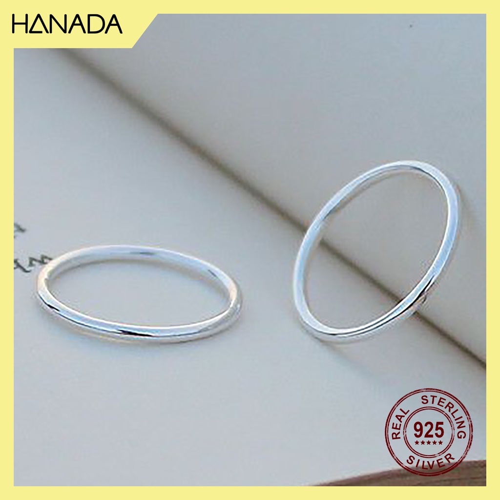 Nhẫn Bạc 925 Hanada Nhẫn Trơn Mảnh Đủ Size Đơn Giản Không Đá 0001