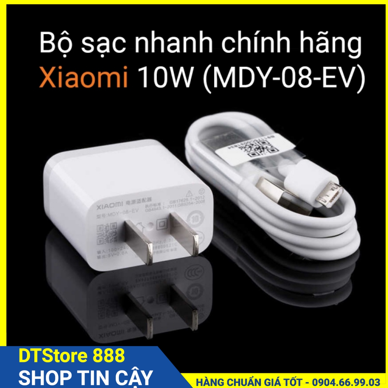 Bộ sạc nhanh XIAOMI 10W - cáp sạc micro usb (mã MDY-08-EV), Hàng chính hãng - BẢO HÀNH 6 tháng