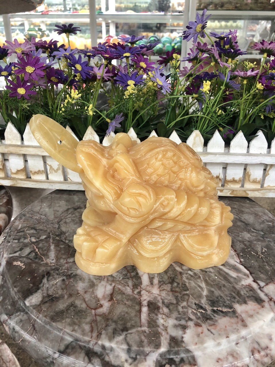Tượng Cóc Ba Chân, Cóc Ngậm Tiền, Thiềm Thừ phong thủy chiêu tài lộc đá ngọc hoàng long - Dài 15 cm