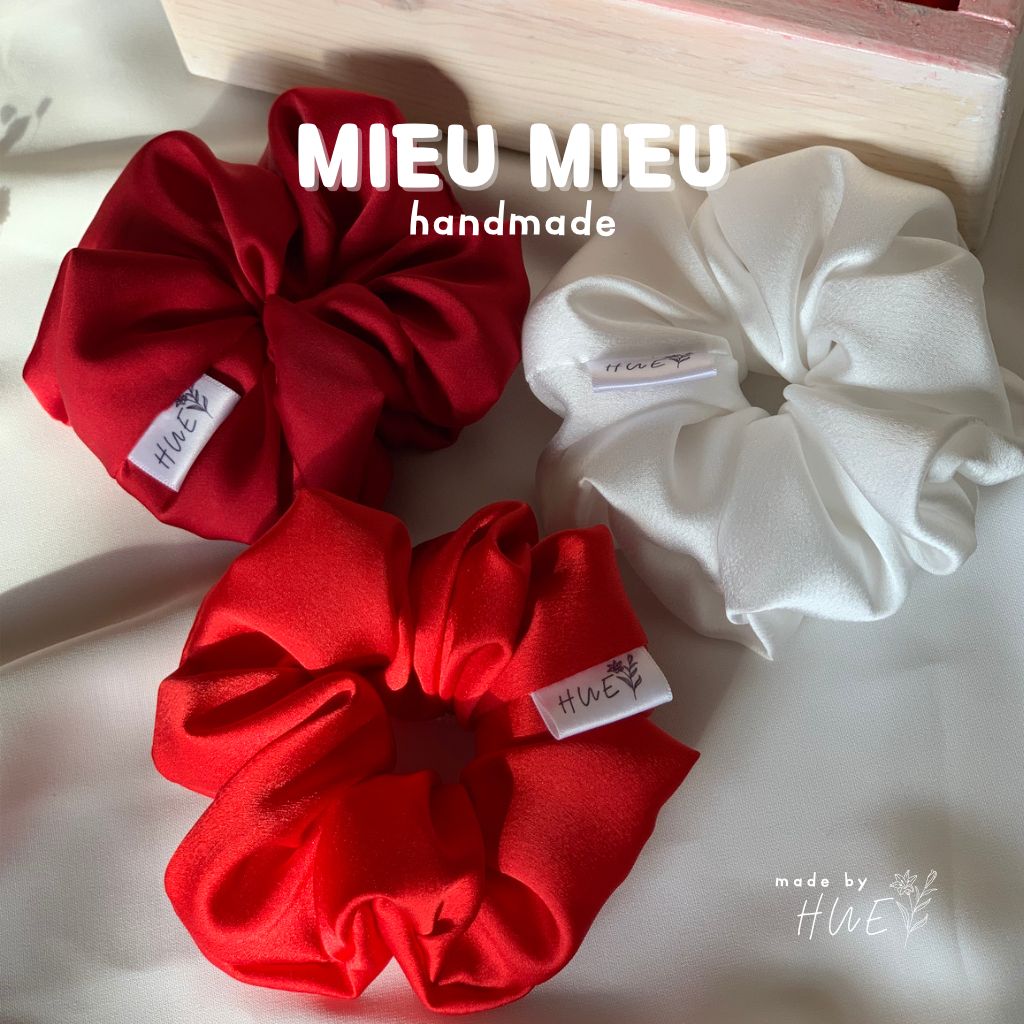 Cột tóc scrunchies handmade chất liệu lụa mềm mịn chun co giãn bảo vệ tóc S1016