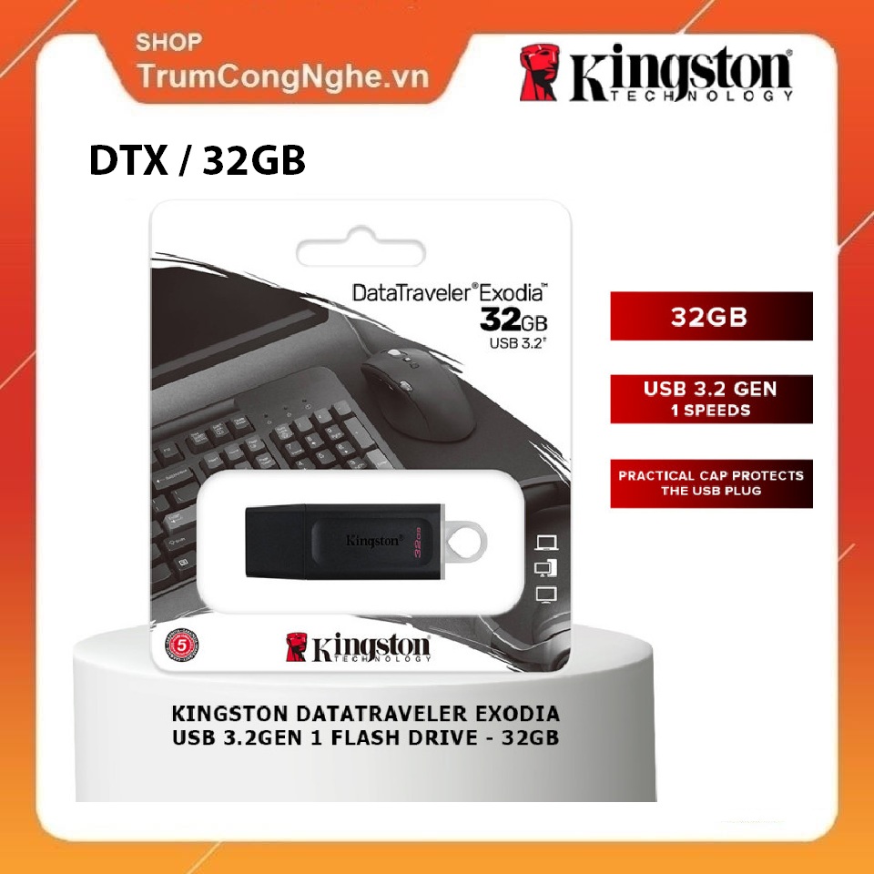Usb 3.2 gen 1 kingston datatraveler exodia 32gb dtx - tốc độ truyền dữ liệu rất nhanh