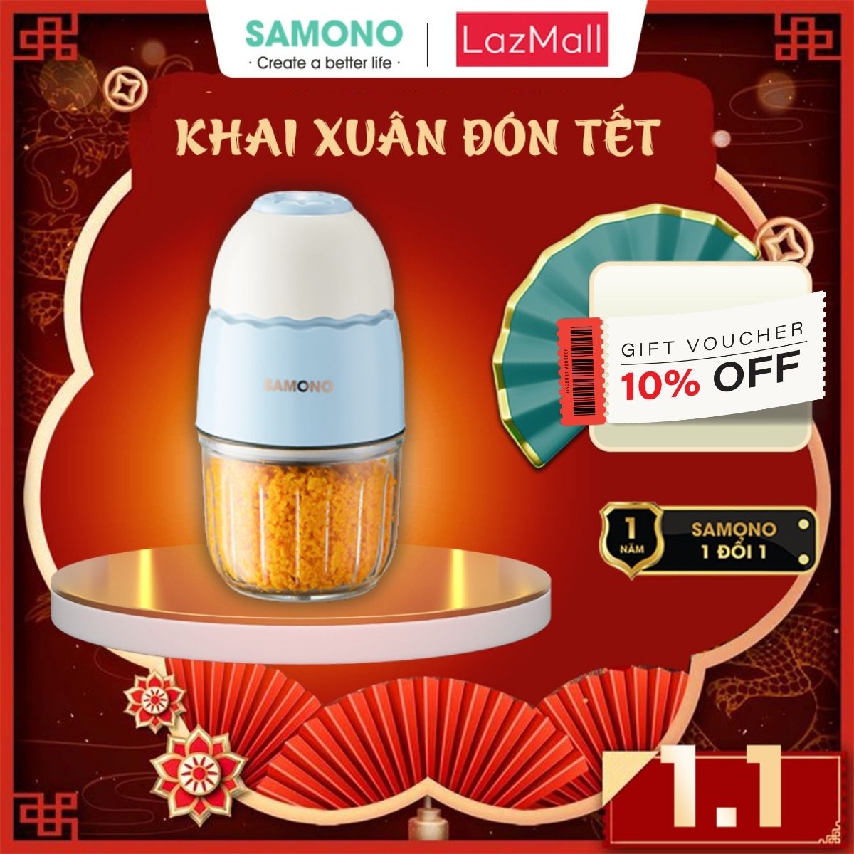 (BH 1 Năm) Máy xay thực phẩm mini đa năng 8 lưỡi dao 300ml 200w, xay nhuyễn cho bé tốt SW-MC200S máy xay ăn dặm cho bé