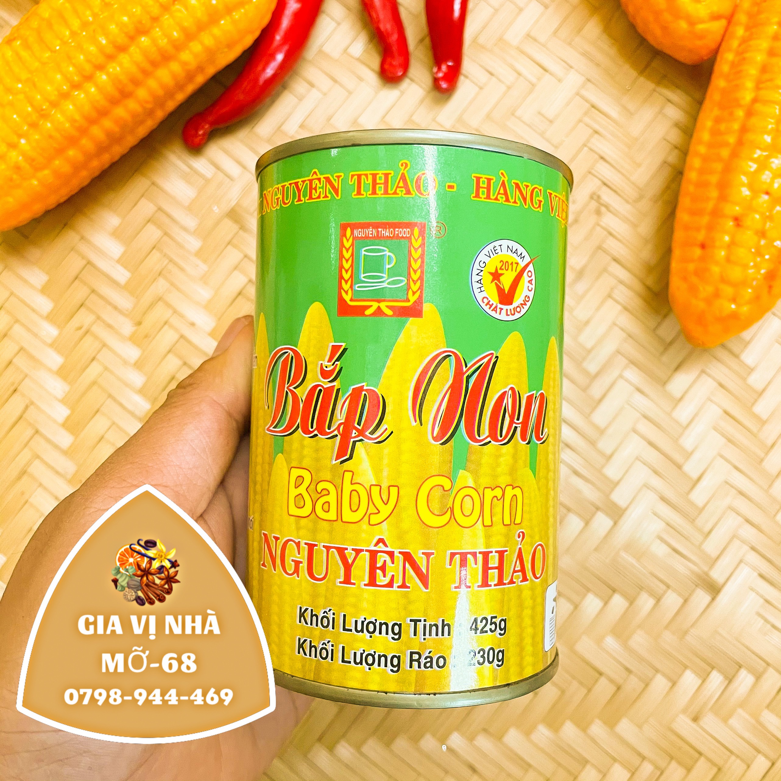 Bắp non lon nguyên thảo -425gr