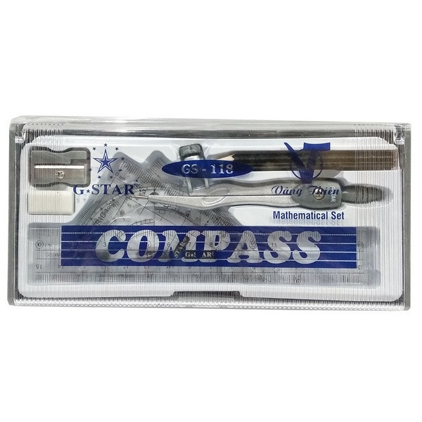 Bộ compa 8 món - bút chì gỗ - gstar 118 - màu đen