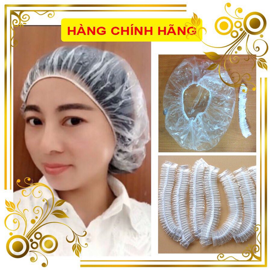 100 Mũ Nilon Trùm Đầu Túi Gấu, 100 Bao Nilon Y Tế Trùm Đầu Hỗ Trợ Nhuộm Tóc, Ủ Tóc Dùng 1 Lần
