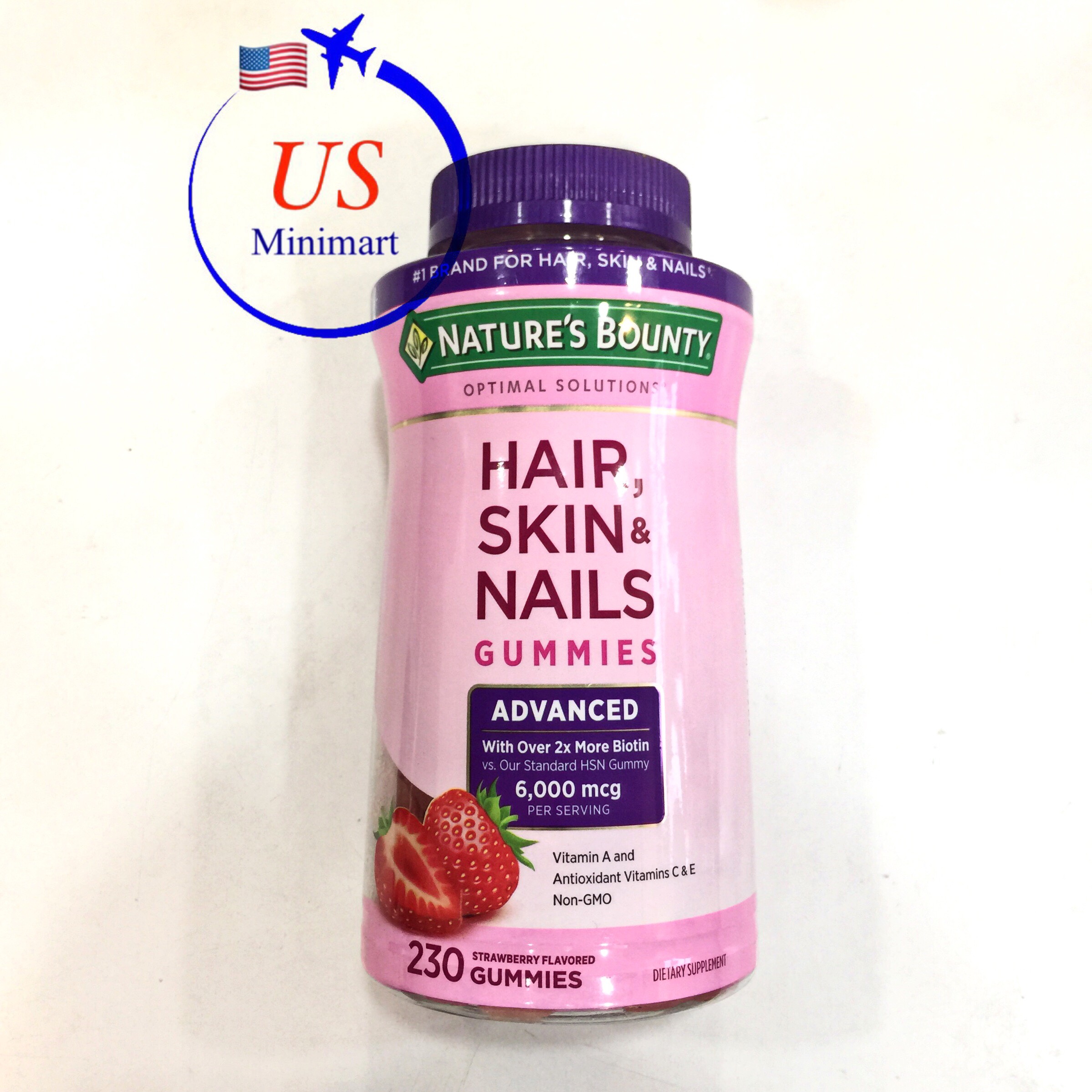 Kẹo dẻo đẹp da, tóc, móng Hair Skin Nails Gummy 6000mg - US Minimart |  