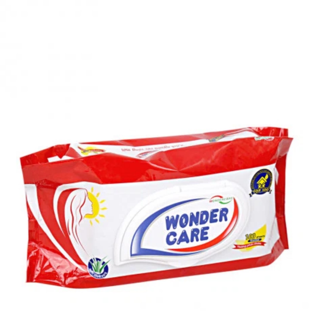 Khăn ướt hương phấn thơm Wonder Care, We CARE ( Gói 100 tờ ) giứ ẩm và an toàn cho làn da của bé