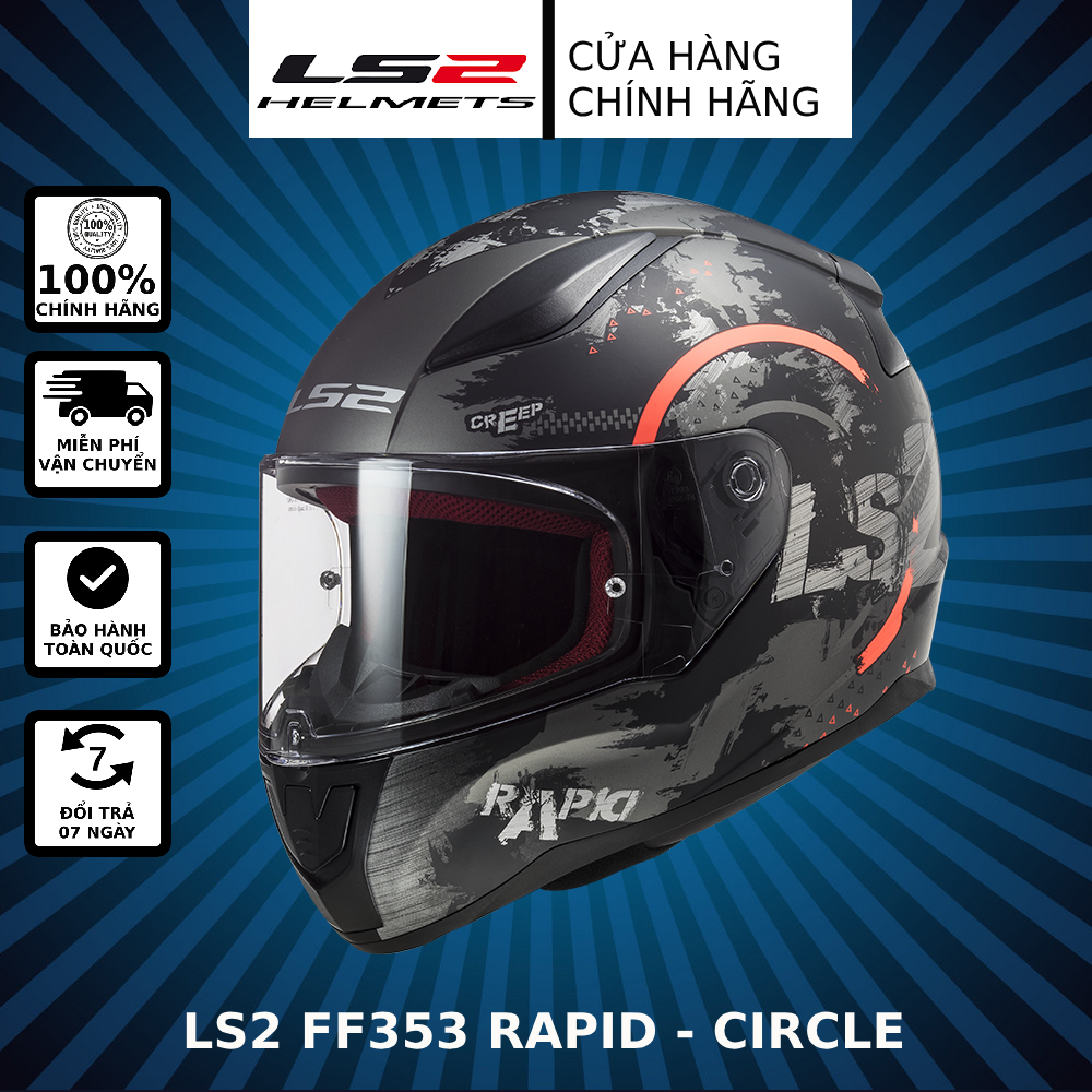 MŨ BẢO HIỂM LS2 FF353 CIRCLE - MÀU MATT TITANIUM ORANGE