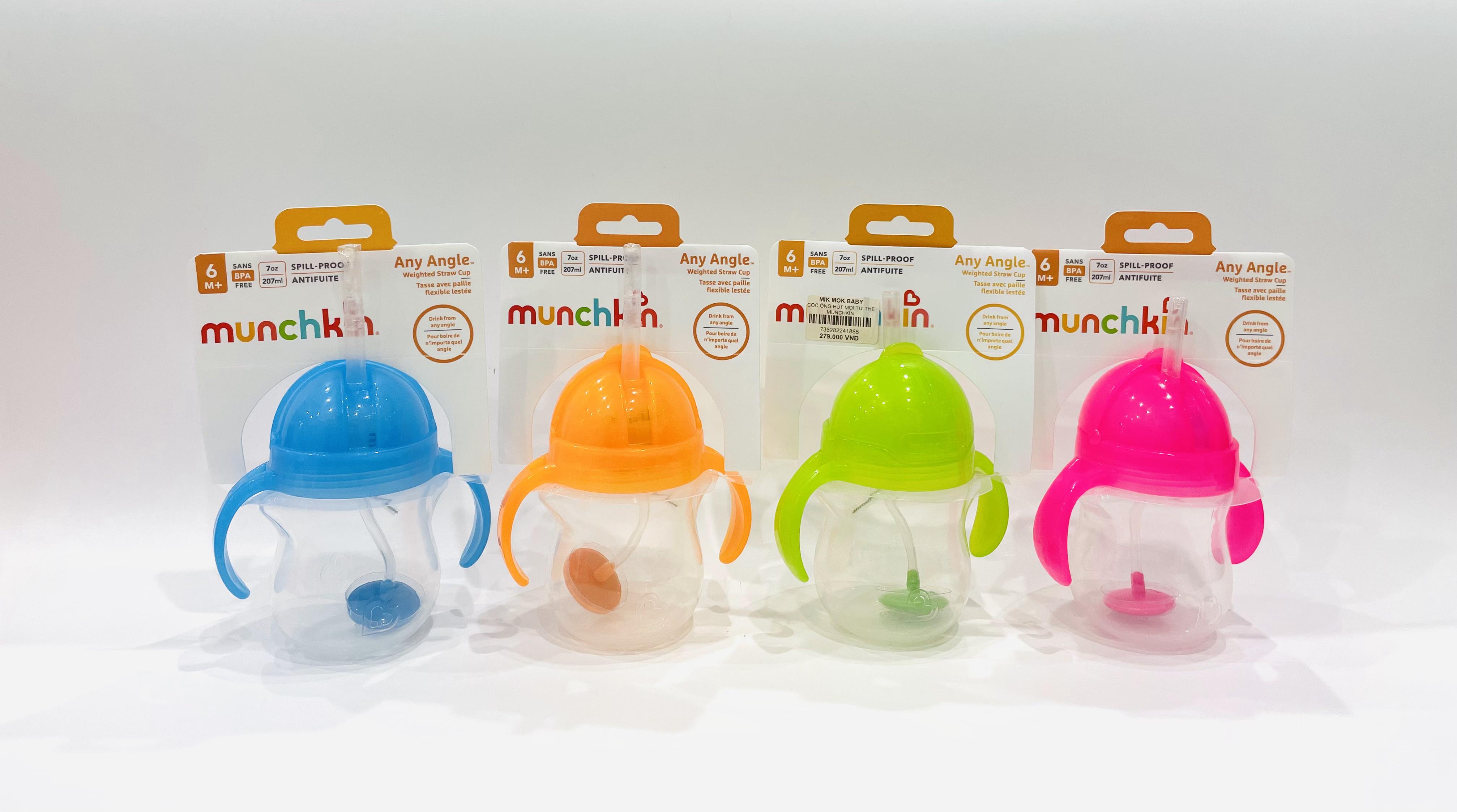 Cốc ống hút mọi tư thế Munchkin chính hãng, tặng kèm cọ ống hút