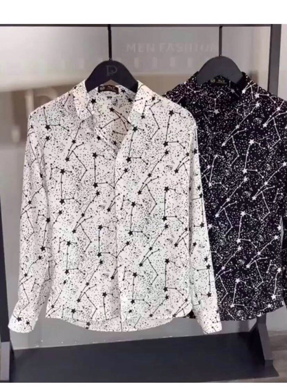 Áo Sơ Mi Nam Hoạ tiết ngân hà công sở cặp đôi nam nữ đẹp