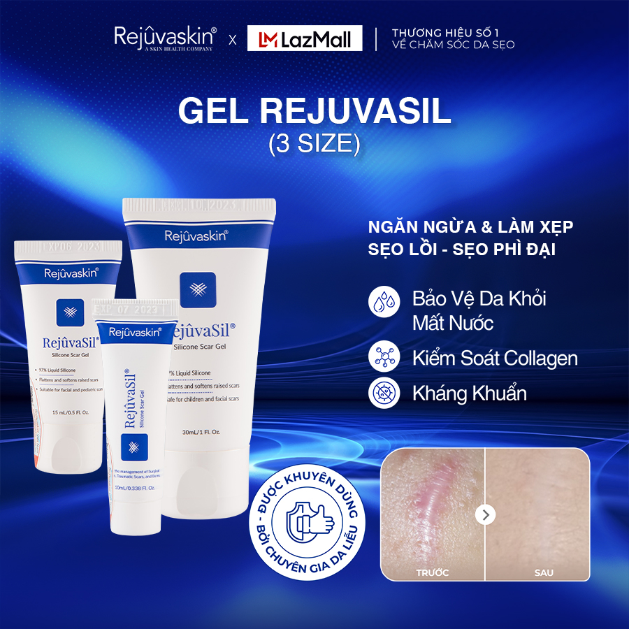 Gel Xóa Mờ Sẹo Lồi, Phì Đại Rejuvaskin Rejuvasil (Nhiều dung tích)