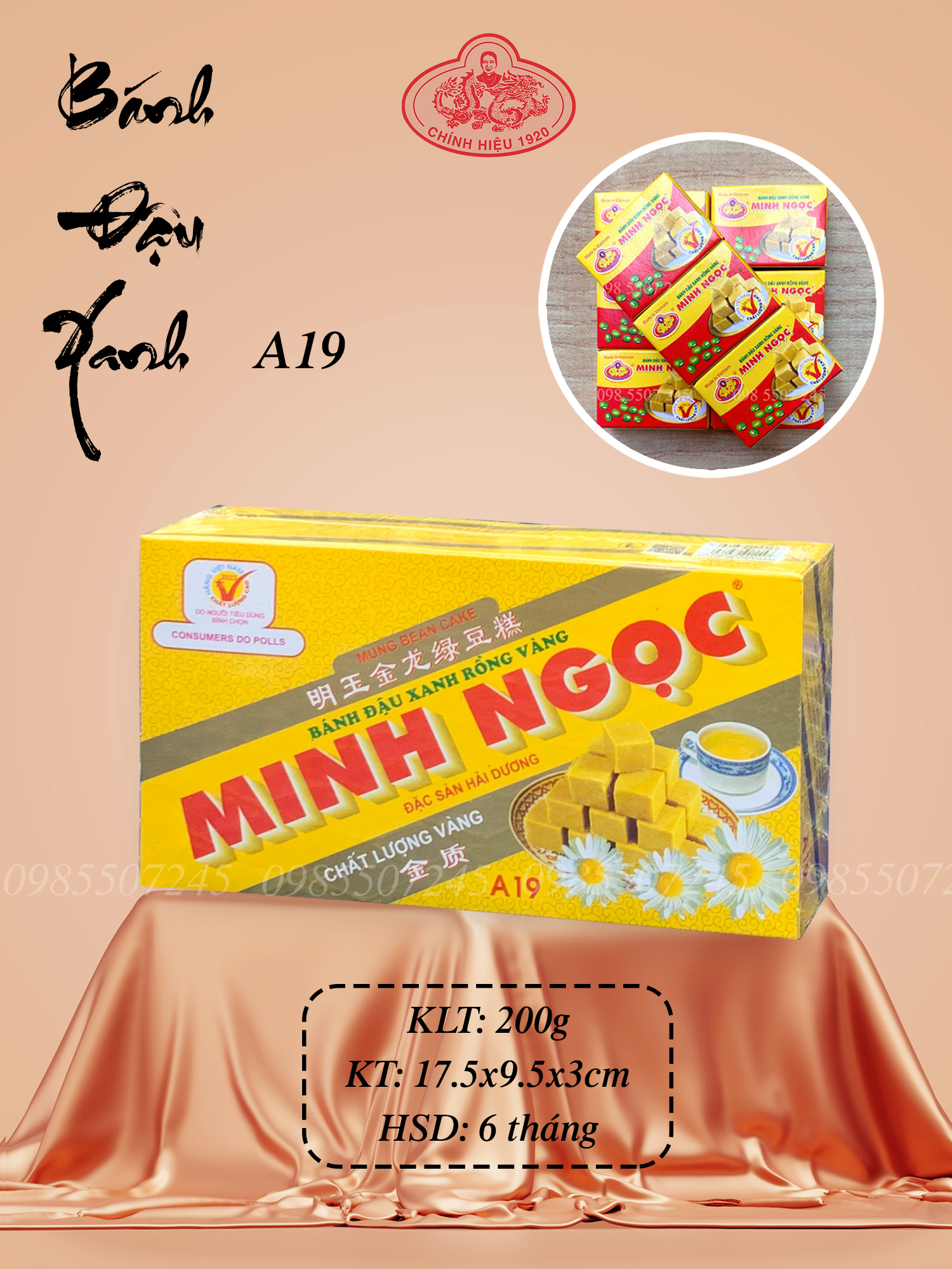 Bánh đậu xanh rồng vàng minh ngọc a19 200g