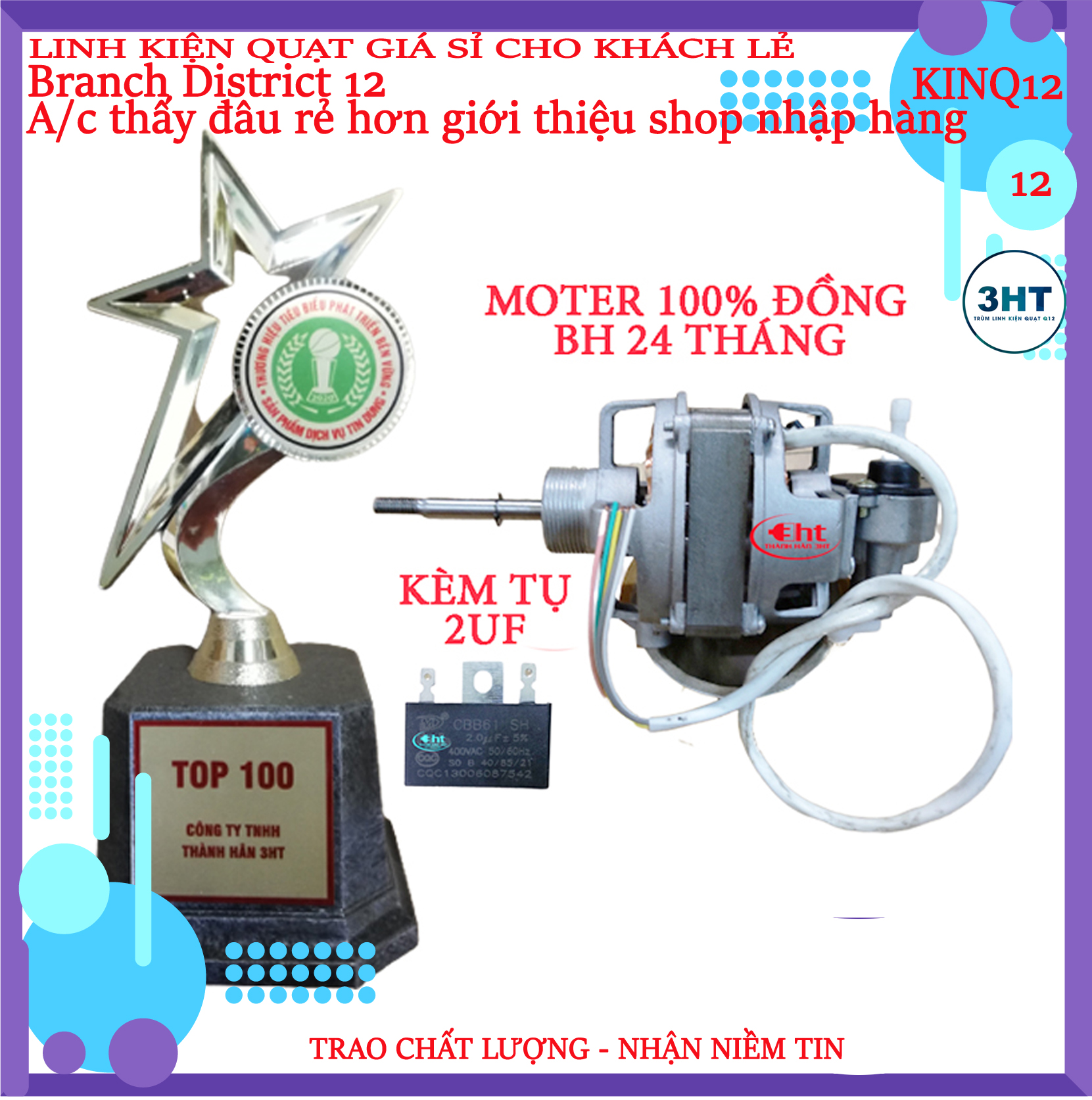 Moter quạt điện b4 dây đồng 100% -3ht
