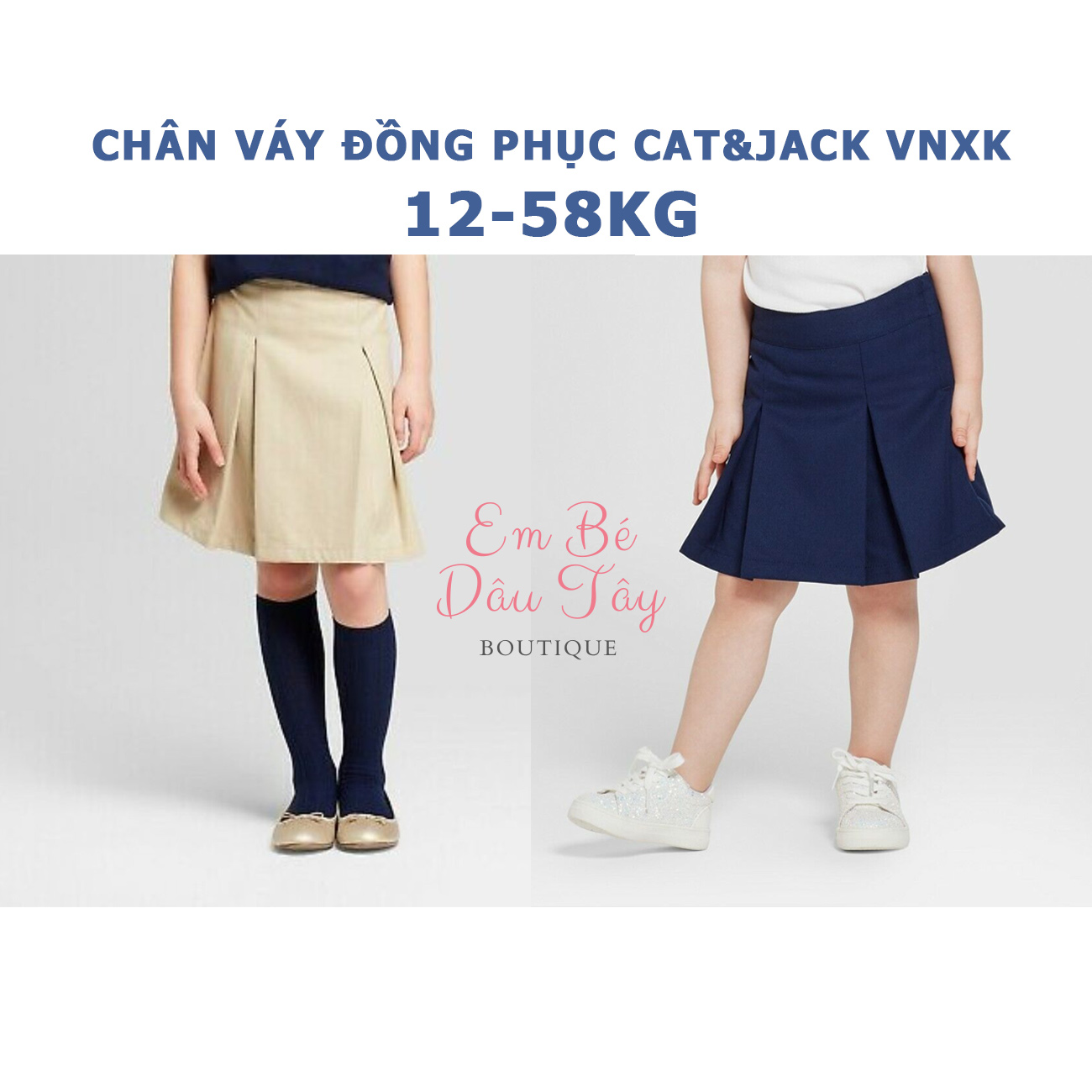 Chân váy đồng phục có quần cho bé mẫu giáo, cấp 1, cấp 2, cấp 3, teen VNXK Cat&Jack | Chân váy đi học bé gái | Chân váy kaki trẻ em