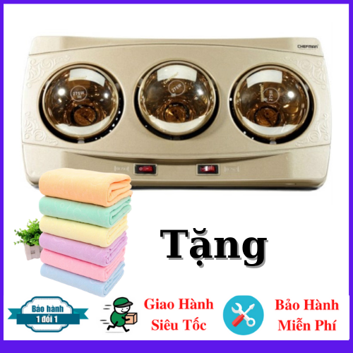 Đèn sưởi 3 bóng nhà tắm Chefman Thân Bạc 613- Công Nghệ Hiện Đại- Sưởi Ấm nhanh Chóng -Tiết Kiệm Điện Chống nước Tuyệt Đối